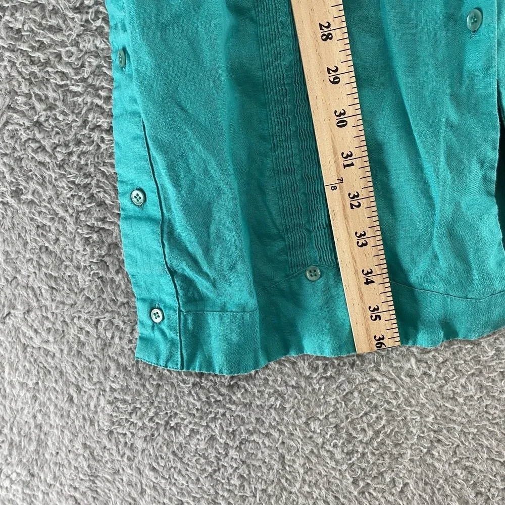 Mojito Linen Dress Womens Medium Turquoise‎ Blue Sleeveless Belted Cruise Resort